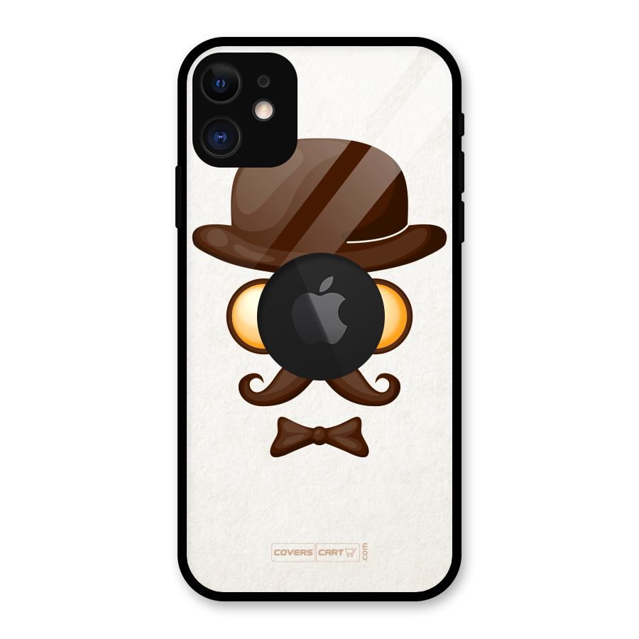 Retro Style Glass Back Case for iPhone 11 Logo Cut
