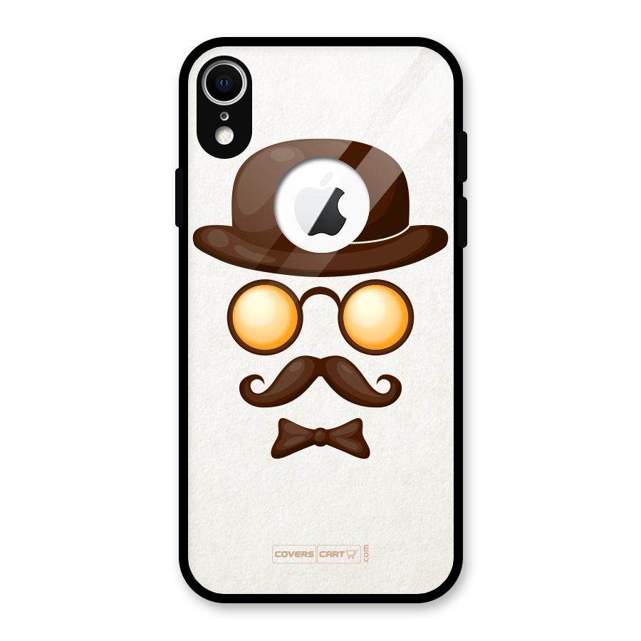 Retro Style Glass Back Case for iPhone XR Logo Cut