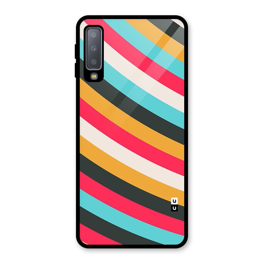 Retro Style Minimal Curves Glass Back Case for Galaxy A7 (2018)