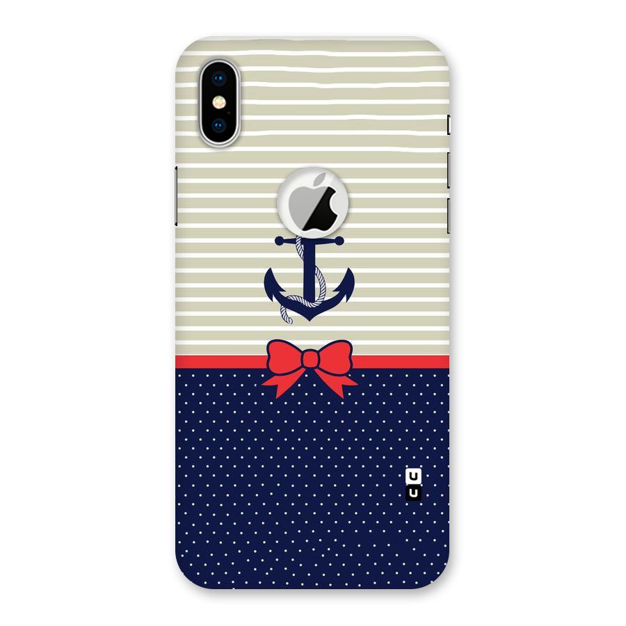 Ribbon Anchor Back Case for iPhone X Logo Cut