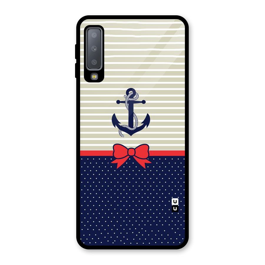 Ribbon Anchor Glass Back Case for Galaxy A7 (2018)