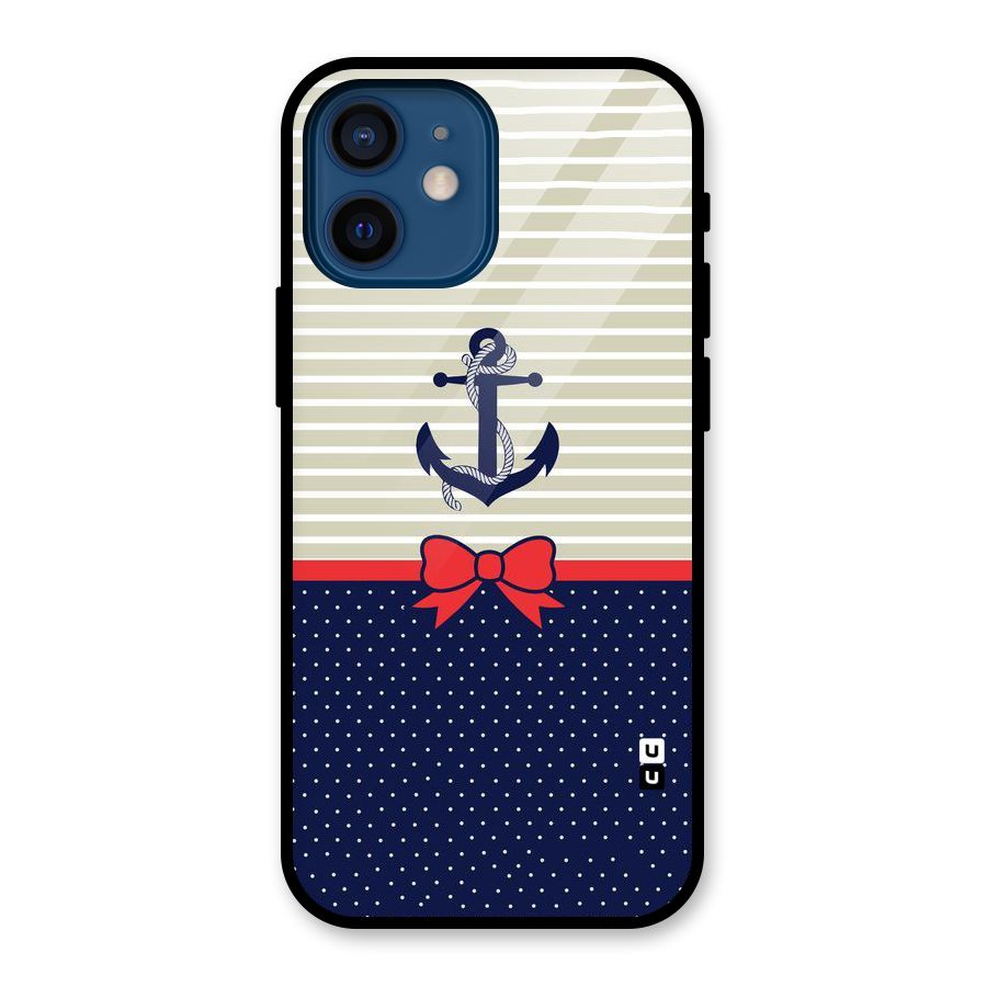 Ribbon Anchor Glass Back Case for iPhone 12 Mini
