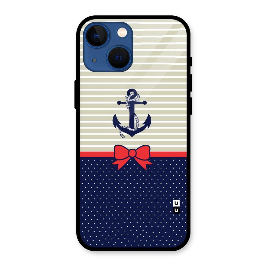 Ribbon Anchor Glass Back Case for iPhone 13 Mini