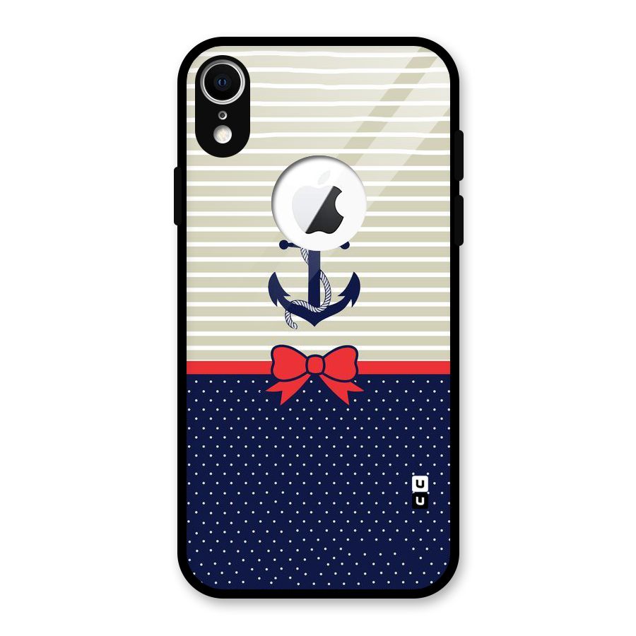Ribbon Anchor Glass Back Case for iPhone XR Logo Cut