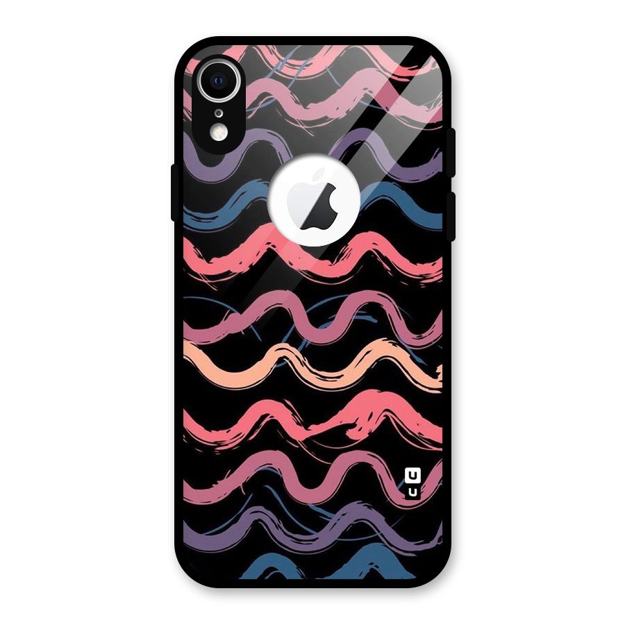 Ribbon Art Glass Back Case for iPhone XR Logo Cut