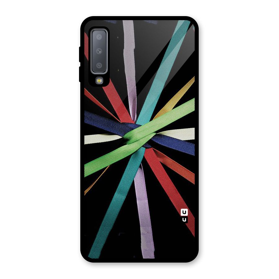 Ribbon Design Glass Back Case for Galaxy A7 (2018)