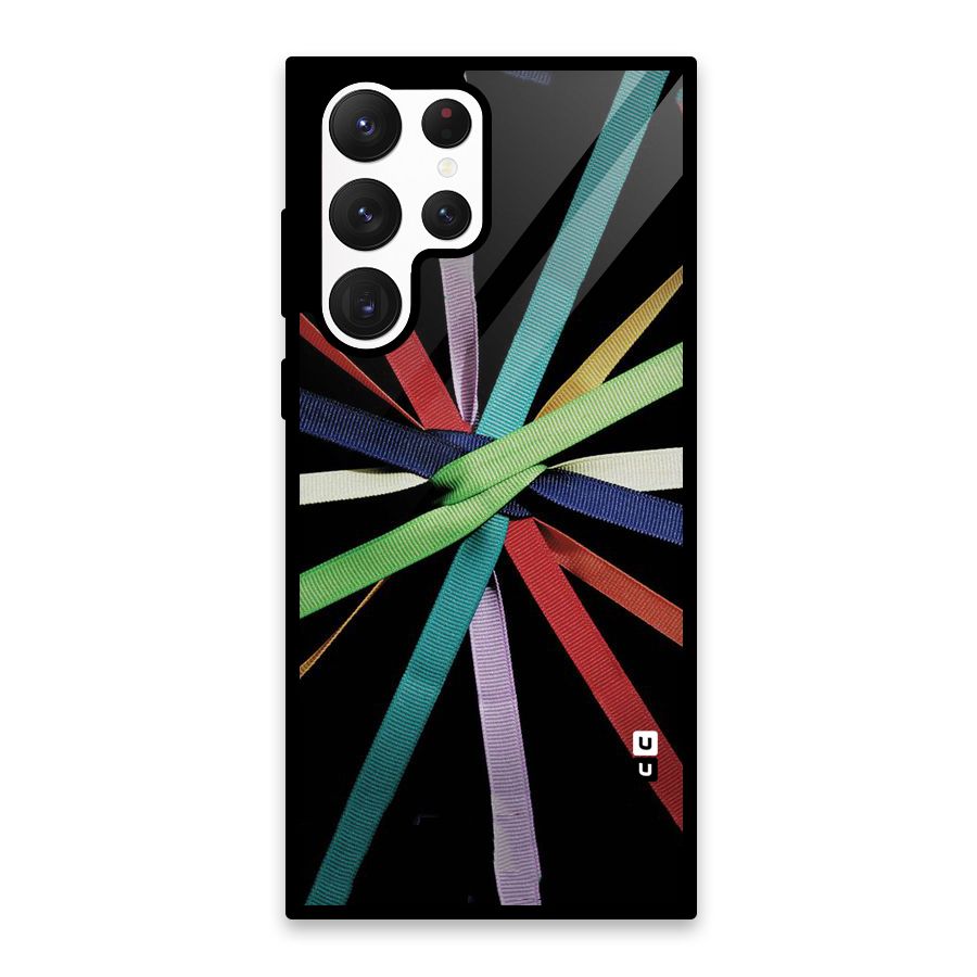 Ribbon Design Glass Back Case for Galaxy S22 Ultra 5G