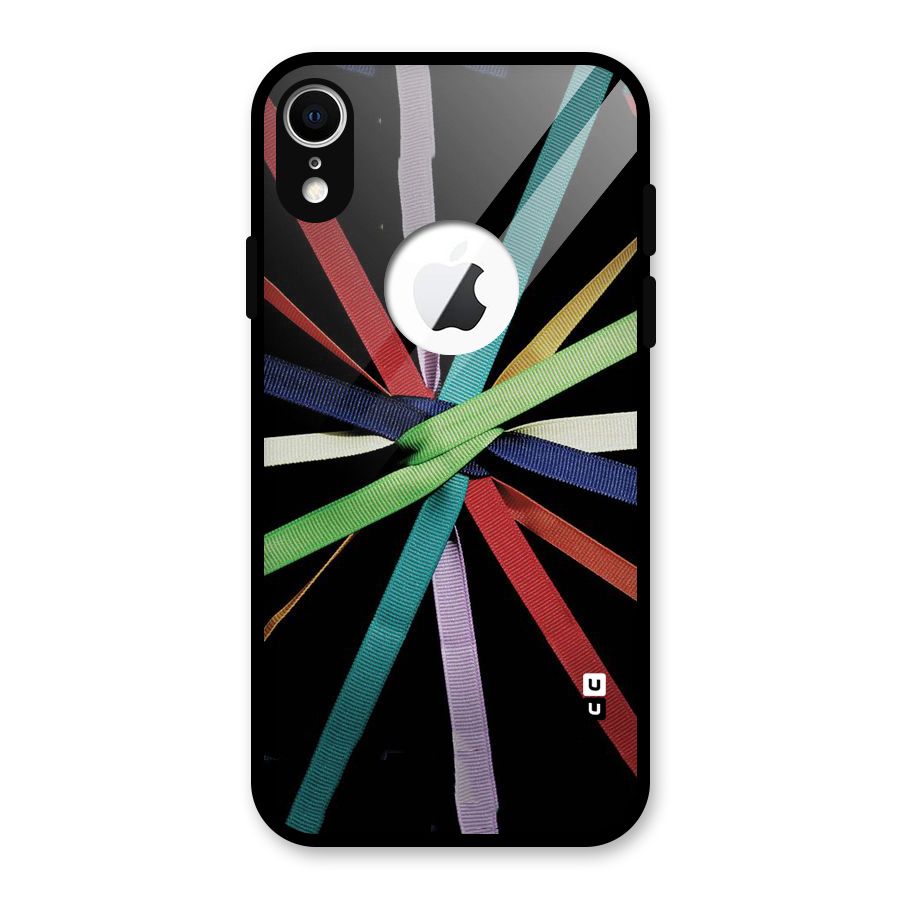 Ribbon Design Glass Back Case for iPhone XR Logo Cut