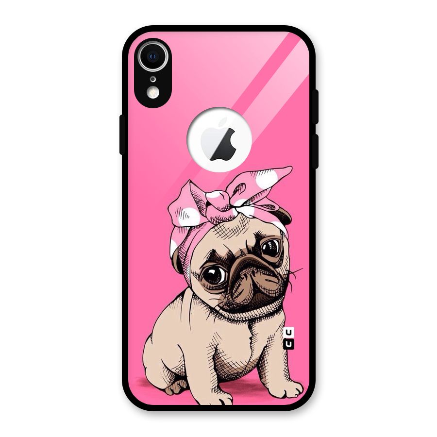 Ribbon Doggo Glass Back Case for iPhone XR Logo Cut