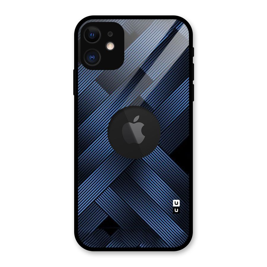 Ribbon Stripes Glass Back Case for iPhone 11 Logo Cut