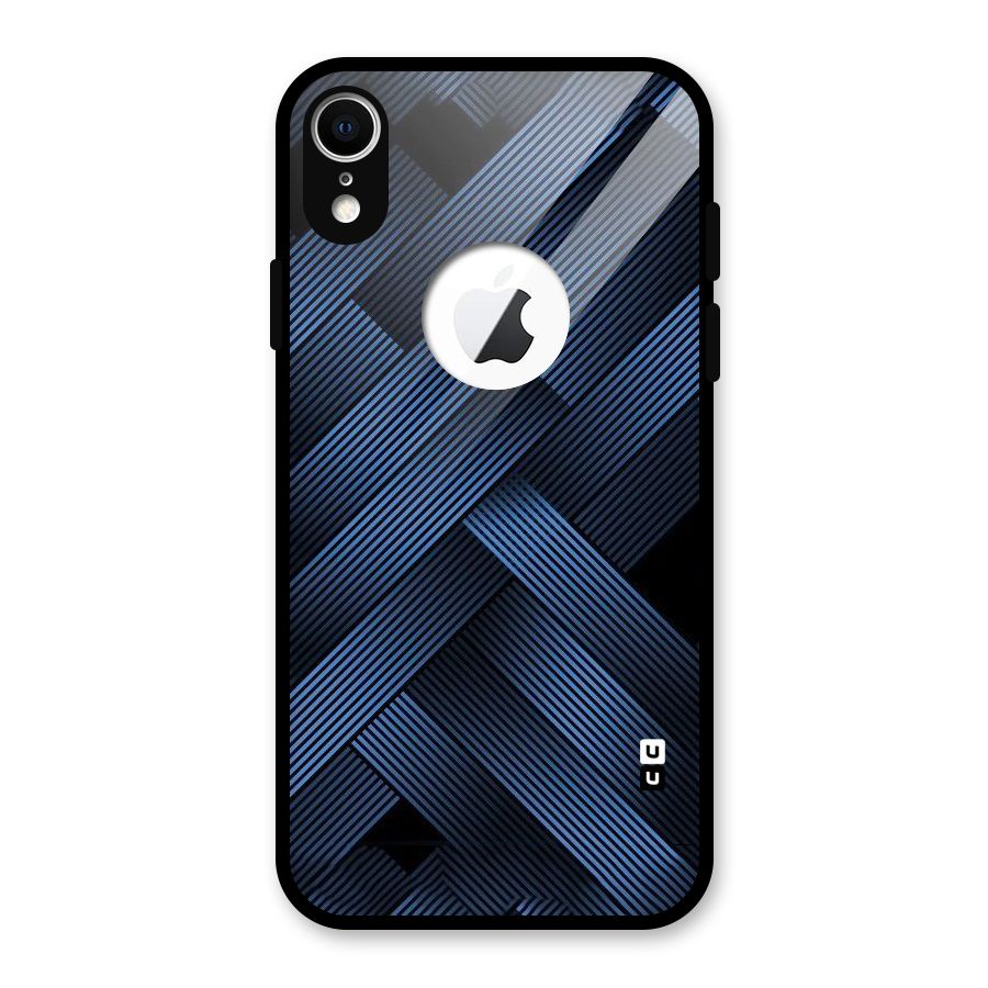 Ribbon Stripes Glass Back Case for iPhone XR Logo Cut