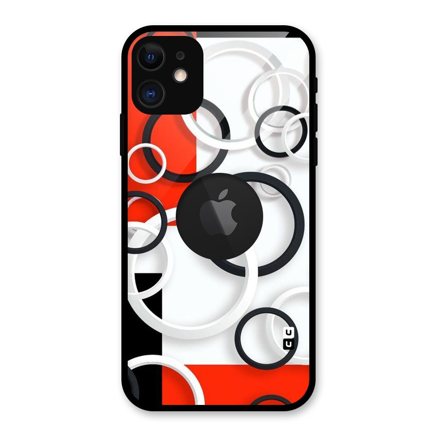 Rings Abstract Glass Back Case for iPhone 11 Logo Cut