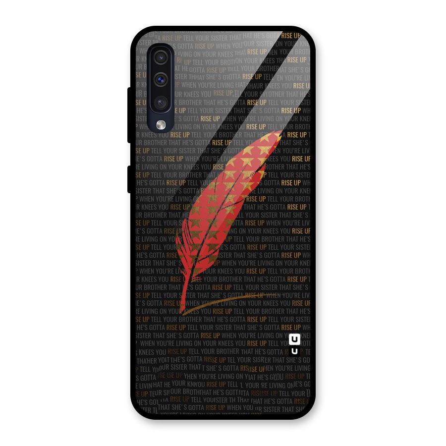 Rise Up Feather Glass Back Case for Galaxy A50