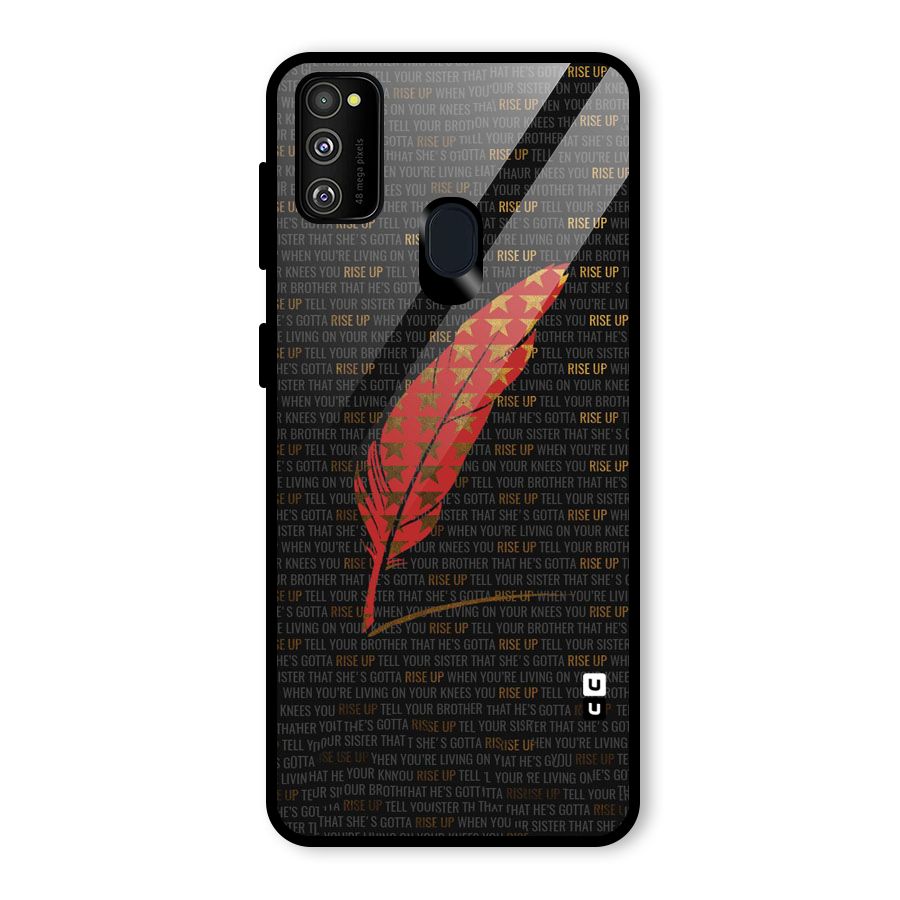 Rise Up Feather Glass Back Case for Galaxy M30s