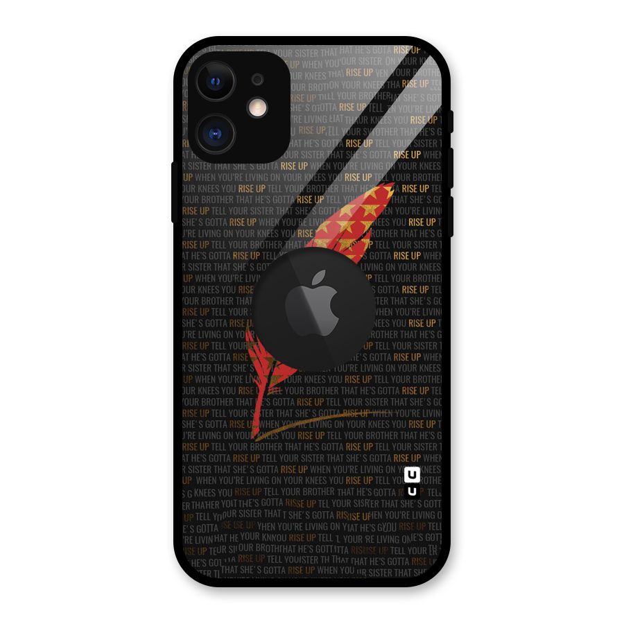 Rise Up Feather Glass Back Case for iPhone 11 Logo Cut