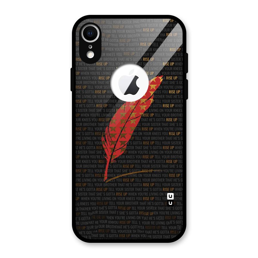 Rise Up Feather Glass Back Case for iPhone XR Logo Cut