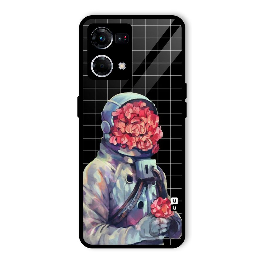 Robot Rose Glass Back Case for Oppo F21 Pro 4G