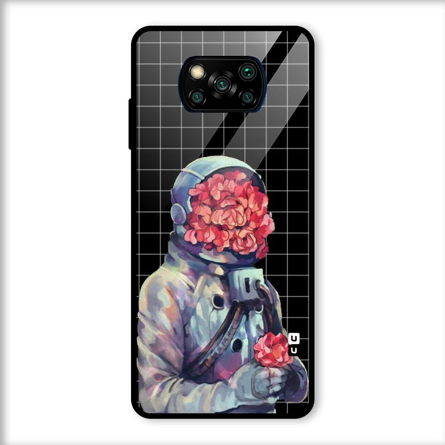 Robot Rose Glass Back Case for Poco X3