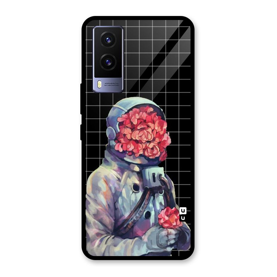Robot Rose Glass Back Case for Vivo V21e 5G