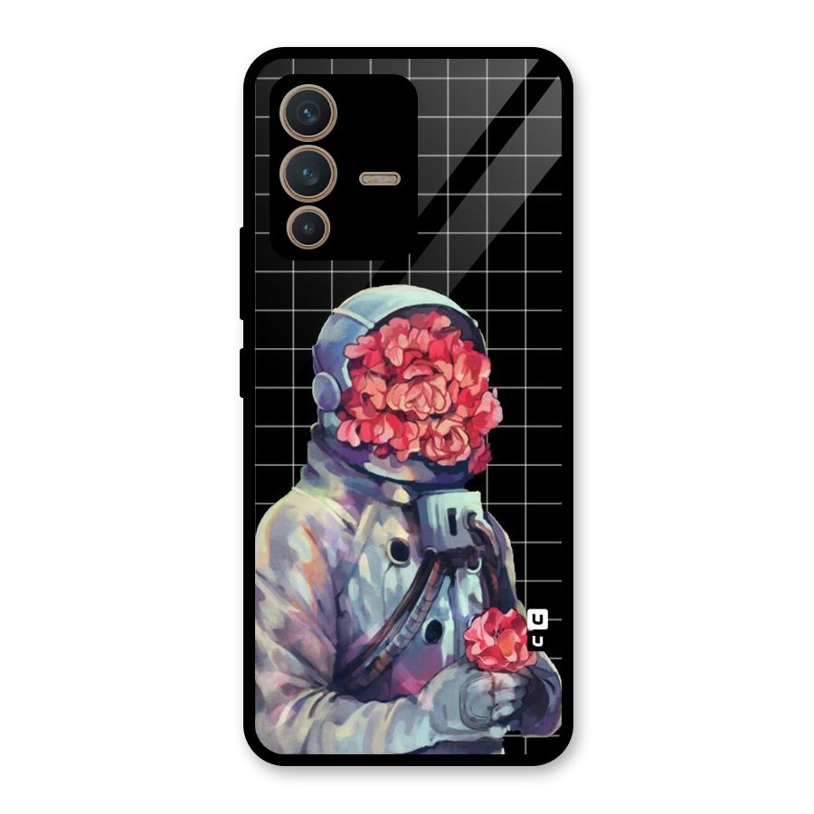 Robot Rose Glass Back Case for Vivo V23 5G