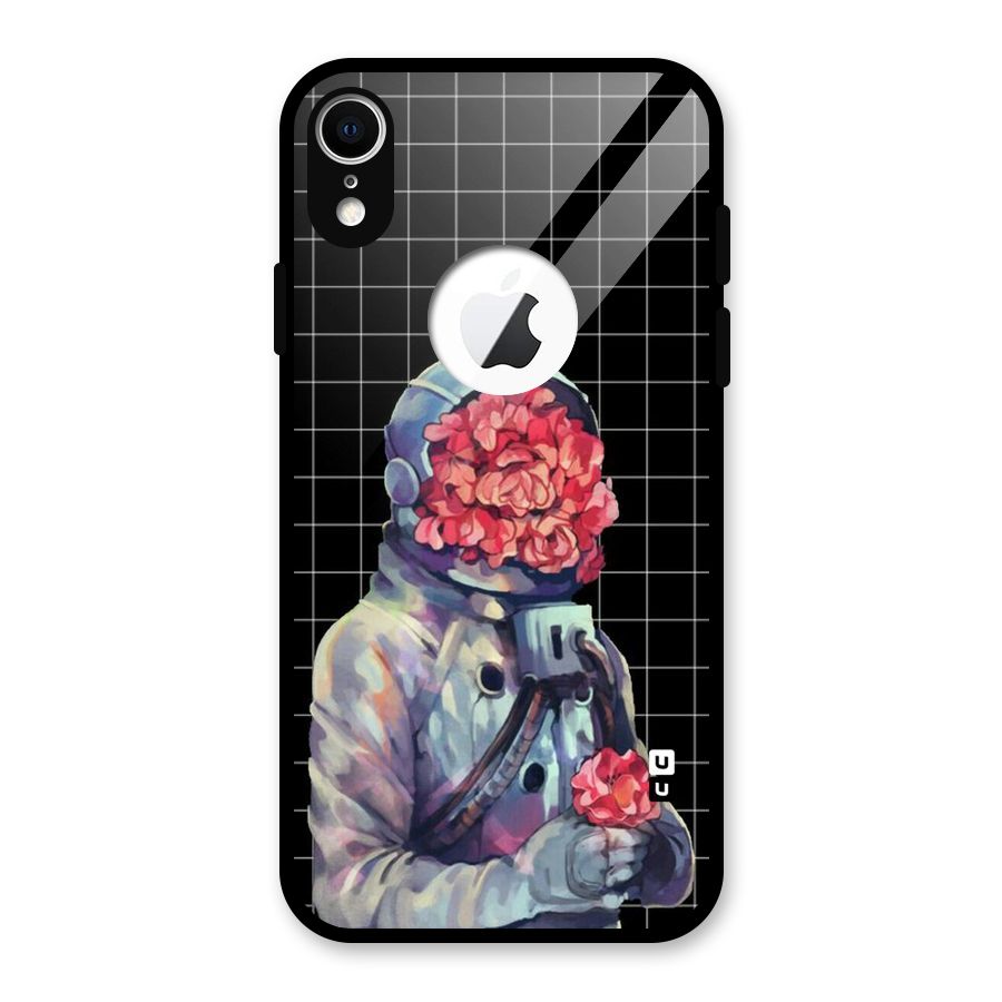Robot Rose Glass Back Case for iPhone XR Logo Cut