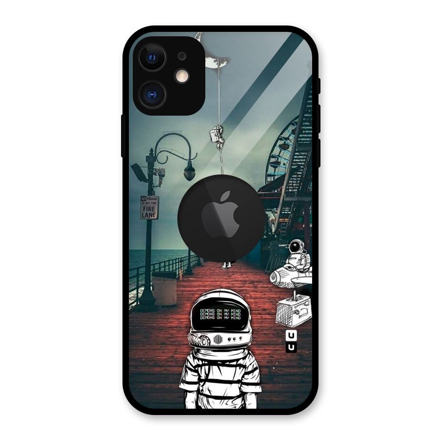 Robotic Design Glass Back Case for iPhone 11 Logo Cut