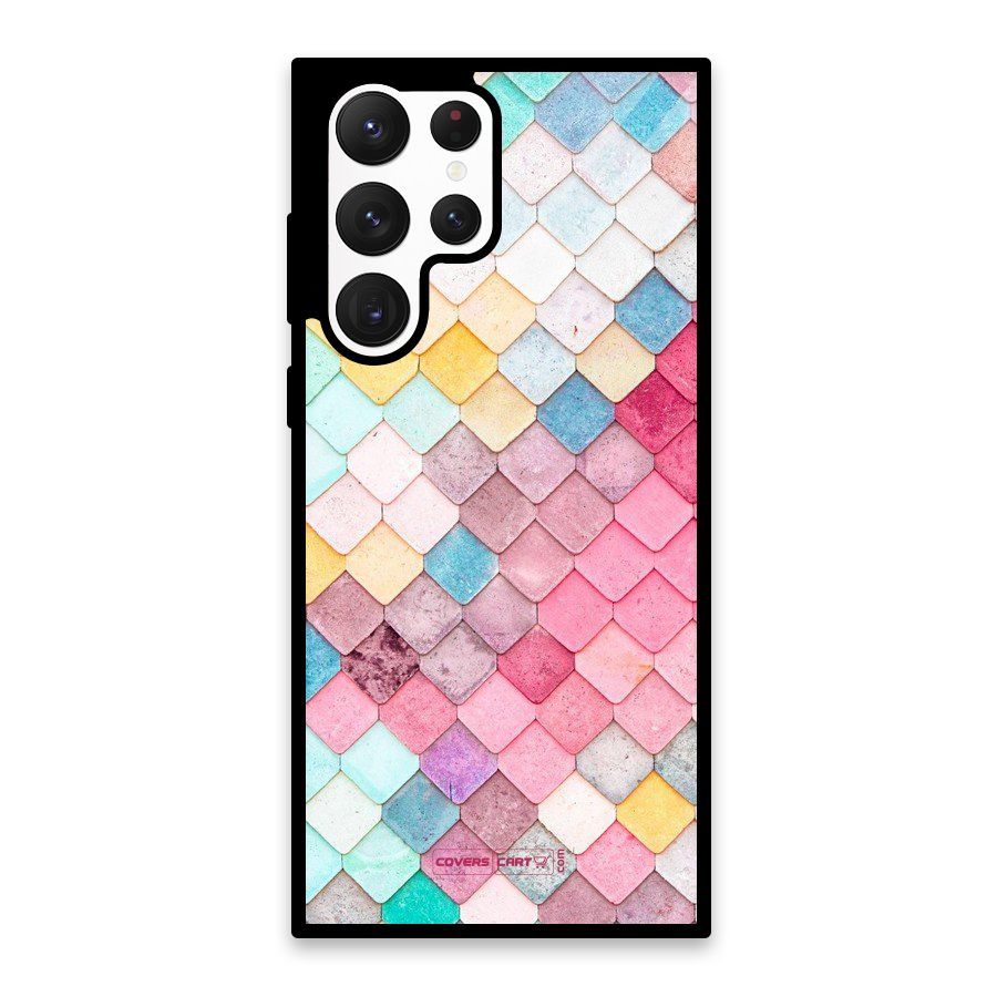 Rocks Pattern Design Glass Back Case for Galaxy S22 Ultra 5G