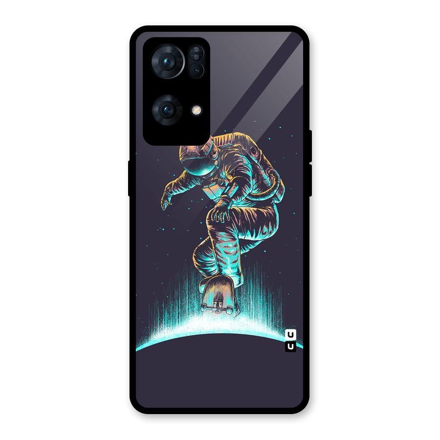 Rolling Spaceman Glass Back Case for Oppo Reno7 Pro 5G