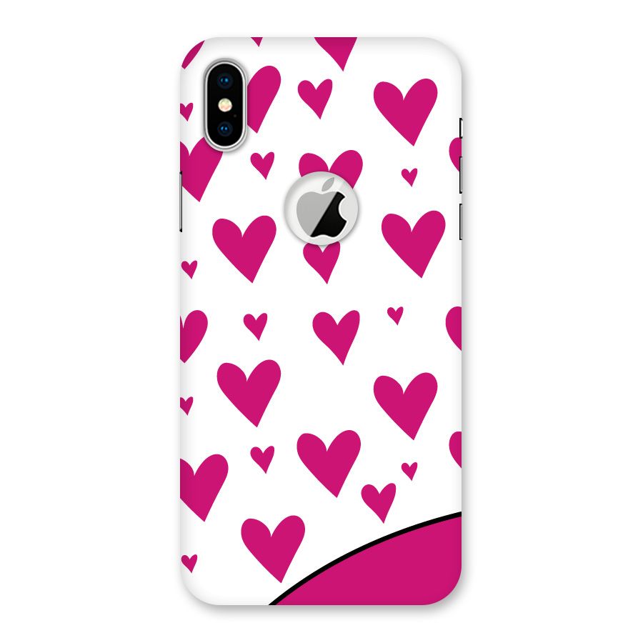 Romantic Couples with Hearts Back Case for iPhone X Logo Cut