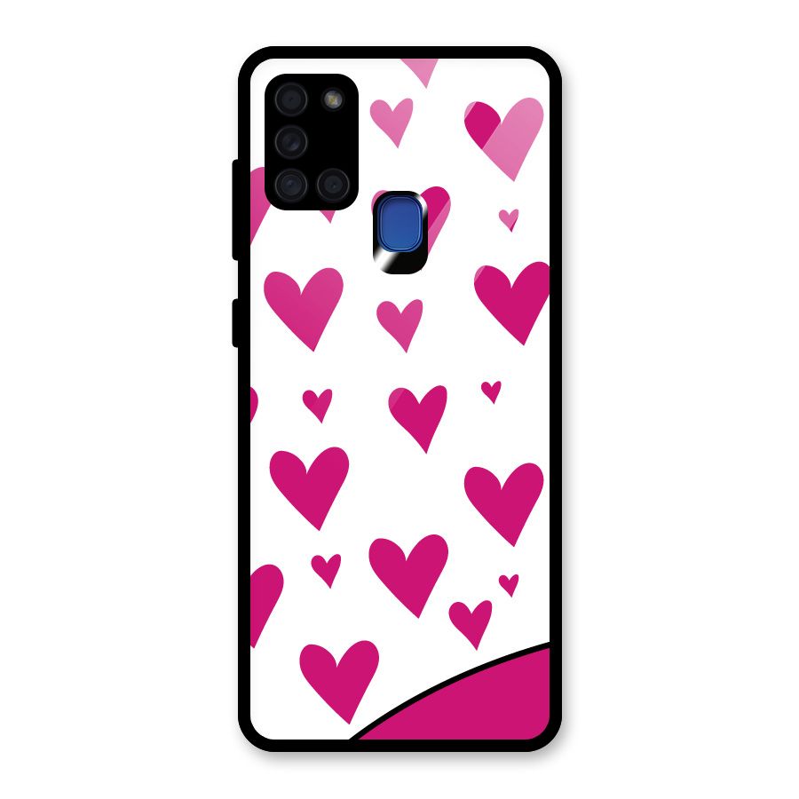 Romantic Couples with Hearts Glass Back Case for Galaxy A21s