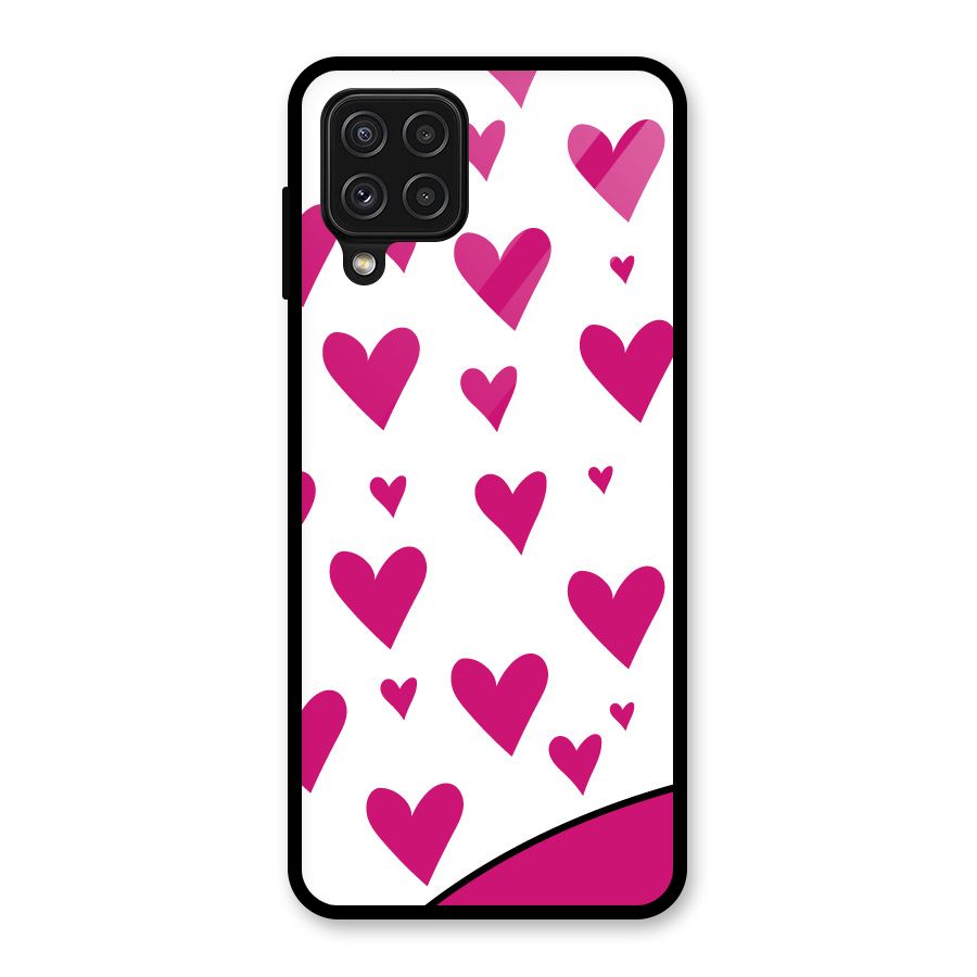 Romantic Couples with Hearts Glass Back Case for Galaxy A22 4G