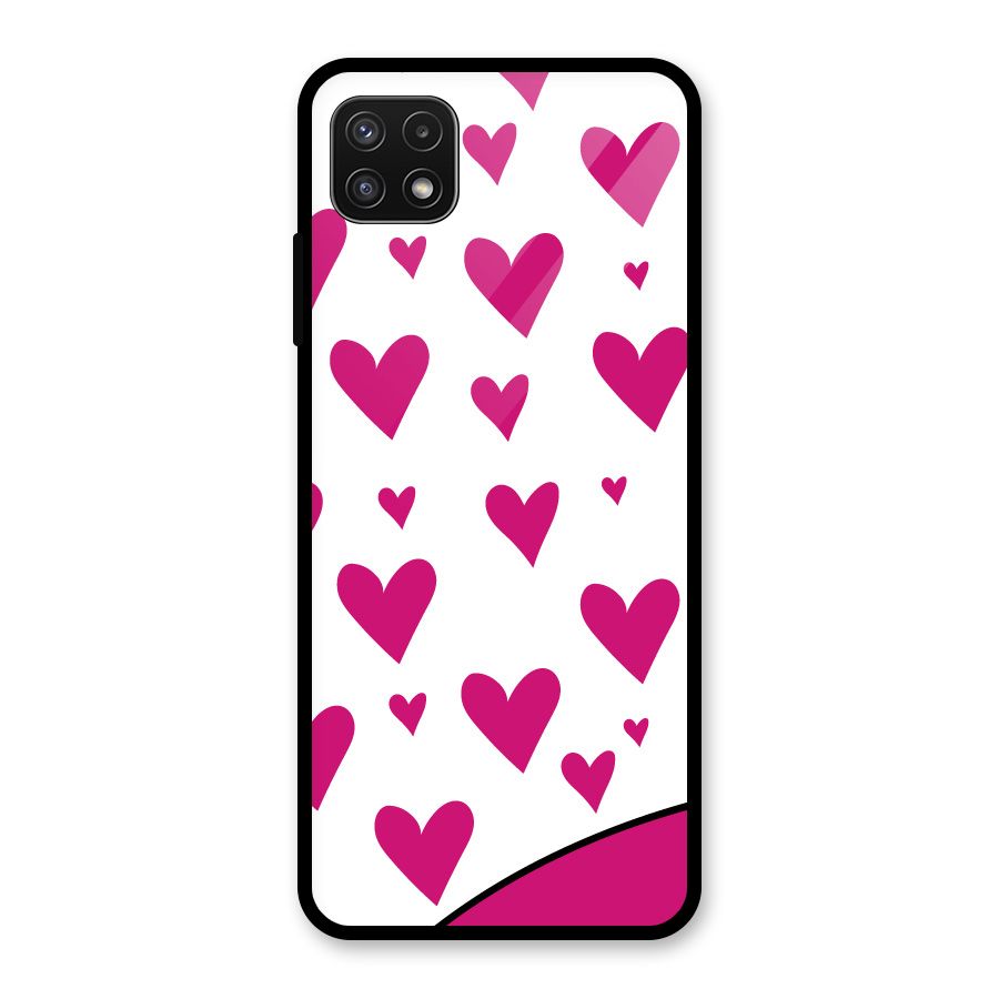 Romantic Couples with Hearts Glass Back Case for Galaxy A22 5G