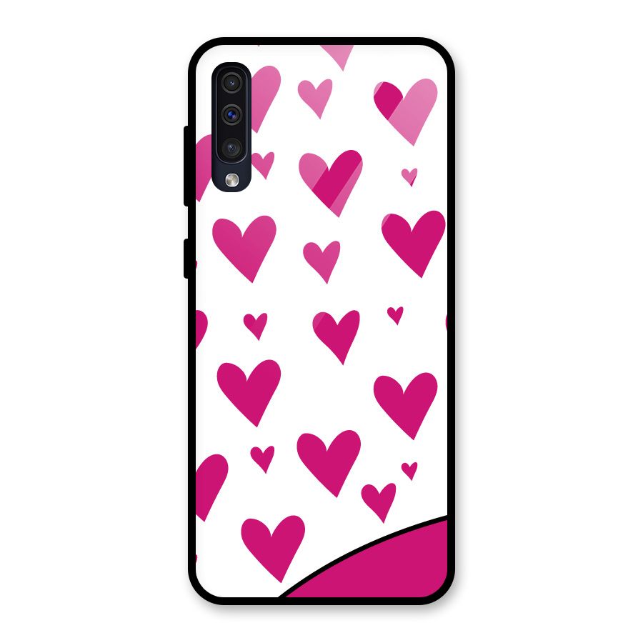 Romantic Couples with Hearts Glass Back Case for Galaxy A50s