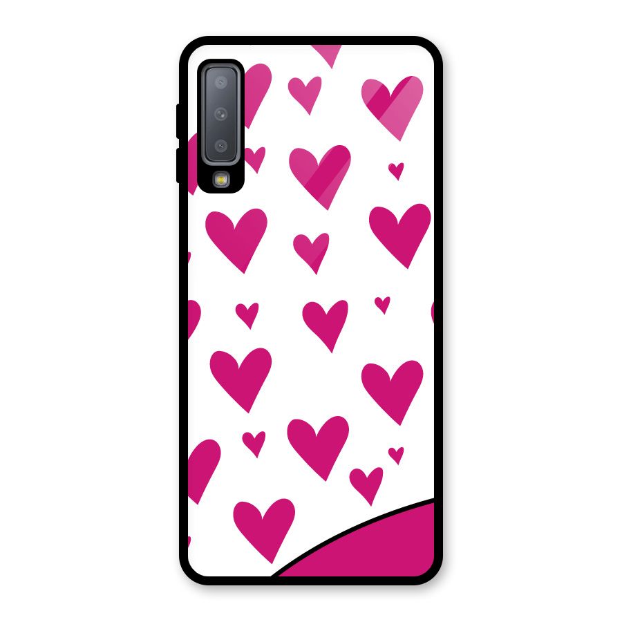 Romantic Couples with Hearts Glass Back Case for Galaxy A7 (2018)