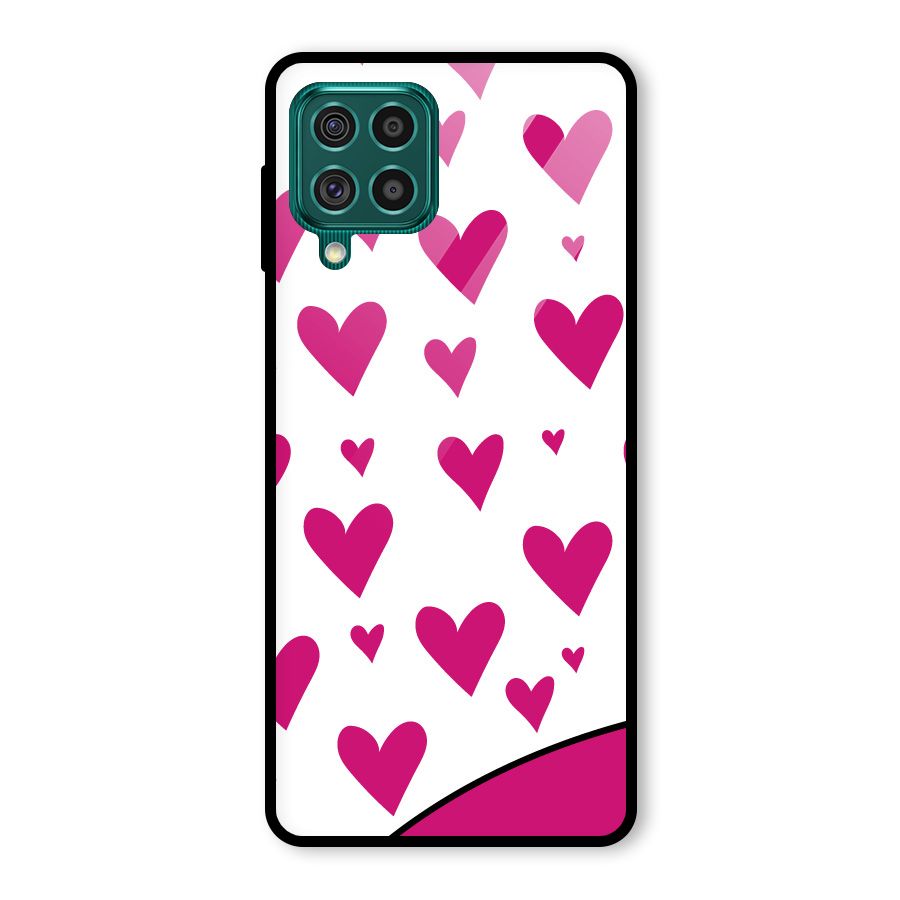 Romantic Couples with Hearts Glass Back Case for Galaxy F62