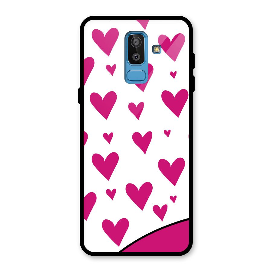 Romantic Couples with Hearts Glass Back Case for Galaxy J8