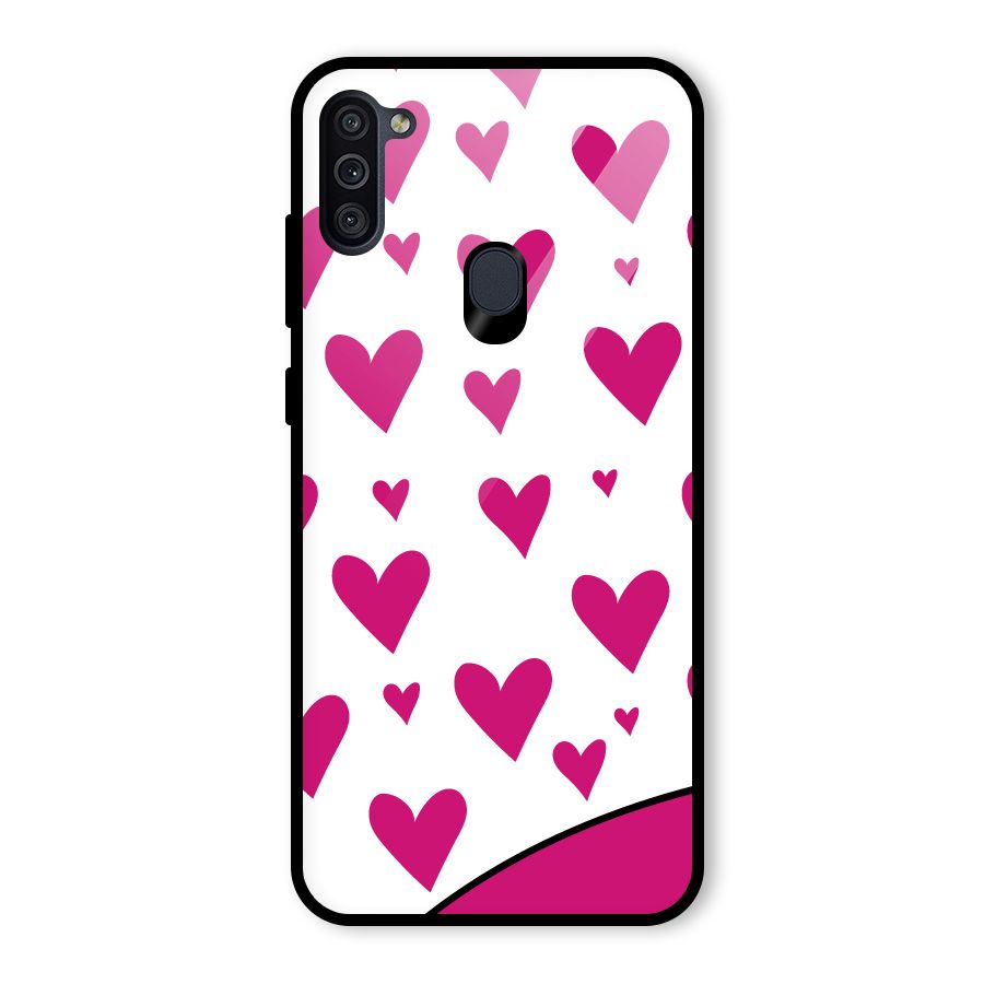 Romantic Couples with Hearts Glass Back Case for Galaxy M11