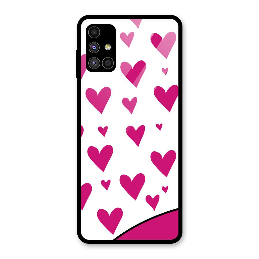 Romantic Couples with Hearts Glass Back Case for Galaxy M51