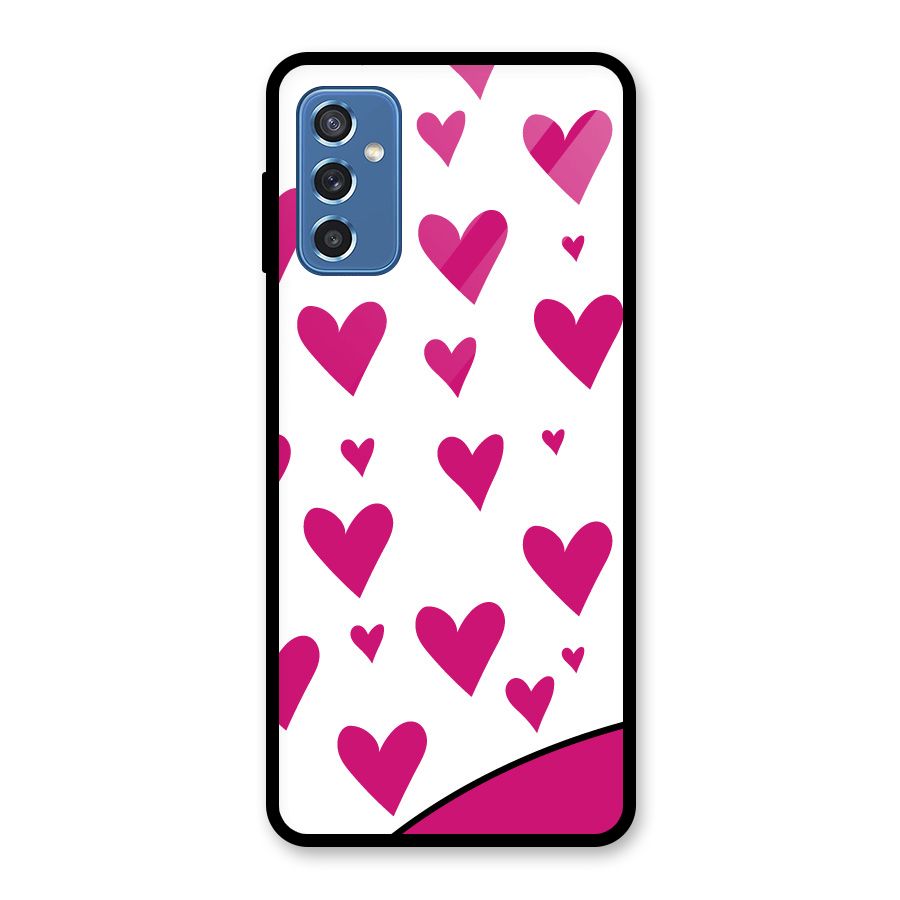 Romantic Couples with Hearts Glass Back Case for Galaxy M52 5G