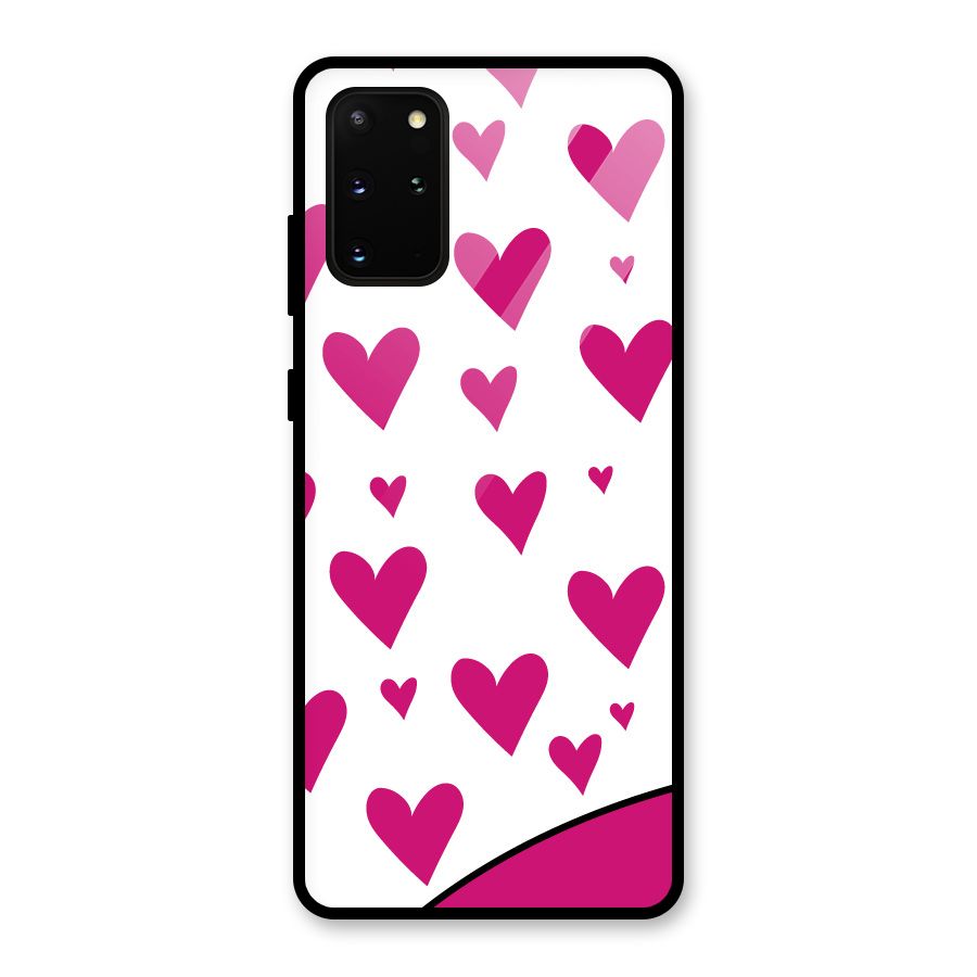 Romantic Couples with Hearts Glass Back Case for Galaxy S20 Plus