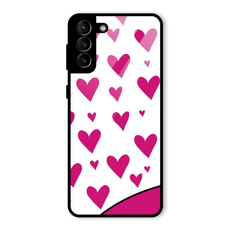 Romantic Couples with Hearts Glass Back Case for Galaxy S21 Plus