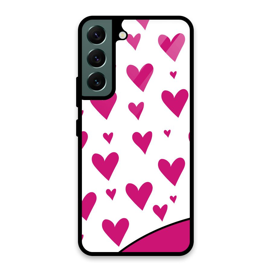 Romantic Couples with Hearts Glass Back Case for Galaxy S22 5G