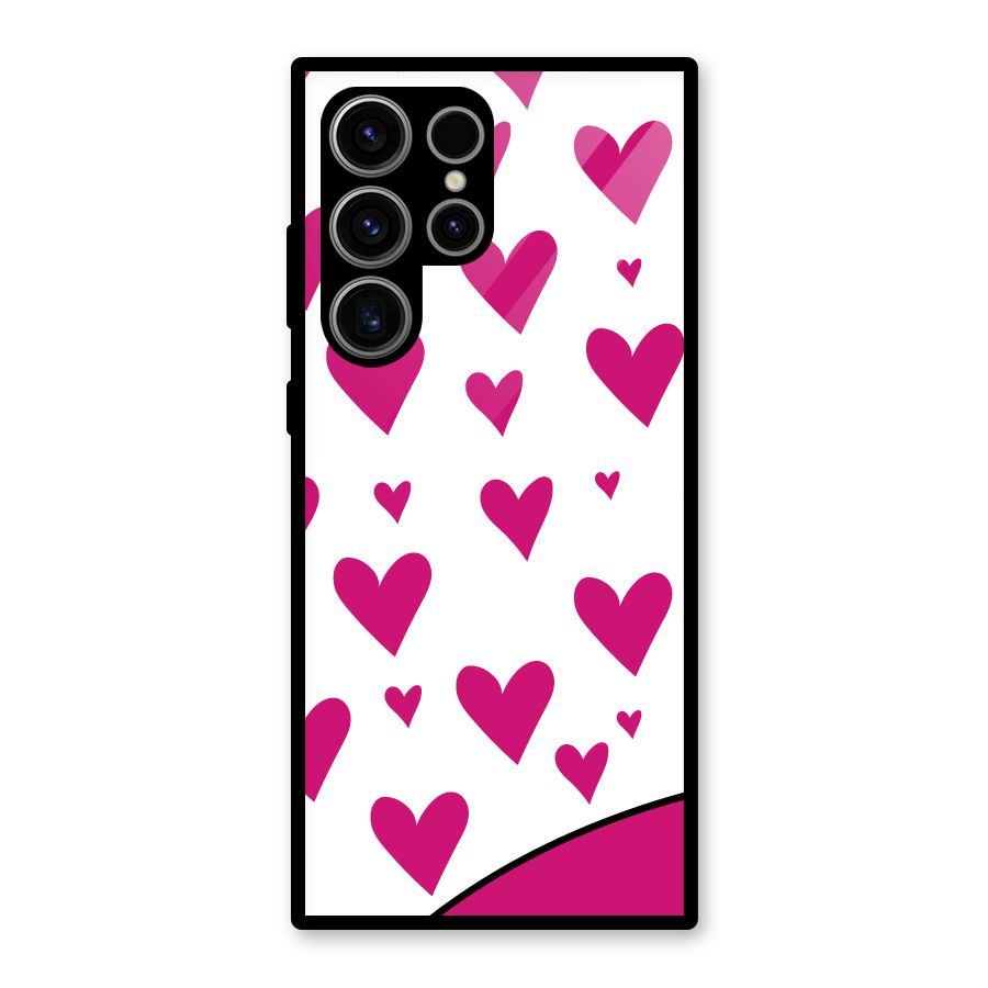 Romantic Couples with Hearts Glass Back Case for Galaxy S23 Ultra