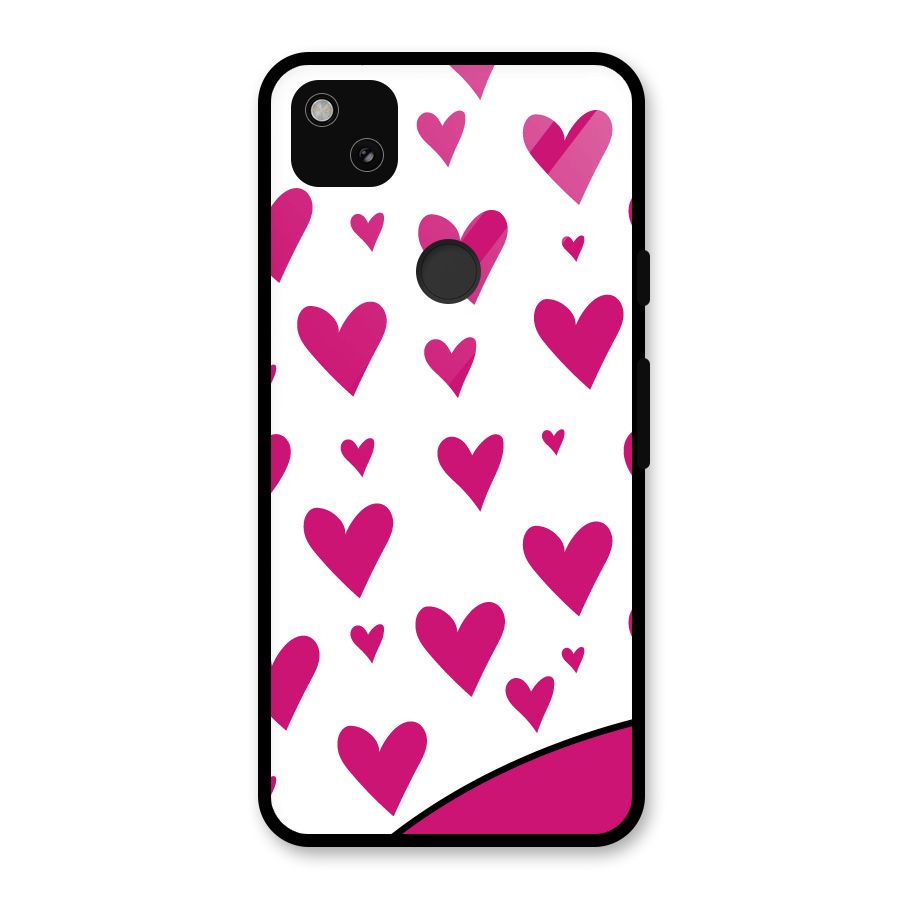 Romantic Couples with Hearts Glass Back Case for Google Pixel 4a