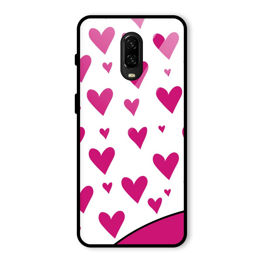 Romantic Couples with Hearts Glass Back Case for OnePlus 6T