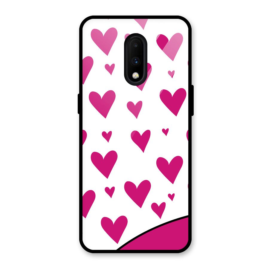 Romantic Couples with Hearts Glass Back Case for OnePlus 7
