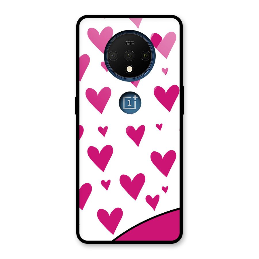 Romantic Couples with Hearts Glass Back Case for OnePlus 7T