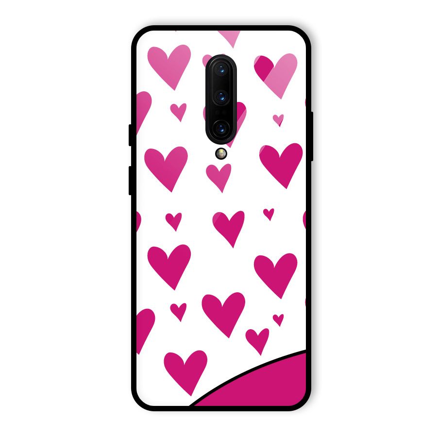 Romantic Couples with Hearts Glass Back Case for OnePlus 7 Pro