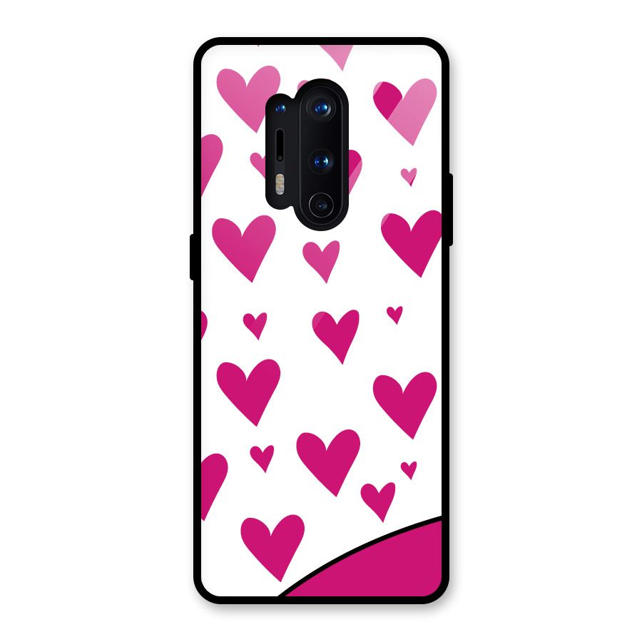 Romantic Couples with Hearts Glass Back Case for OnePlus 8 Pro