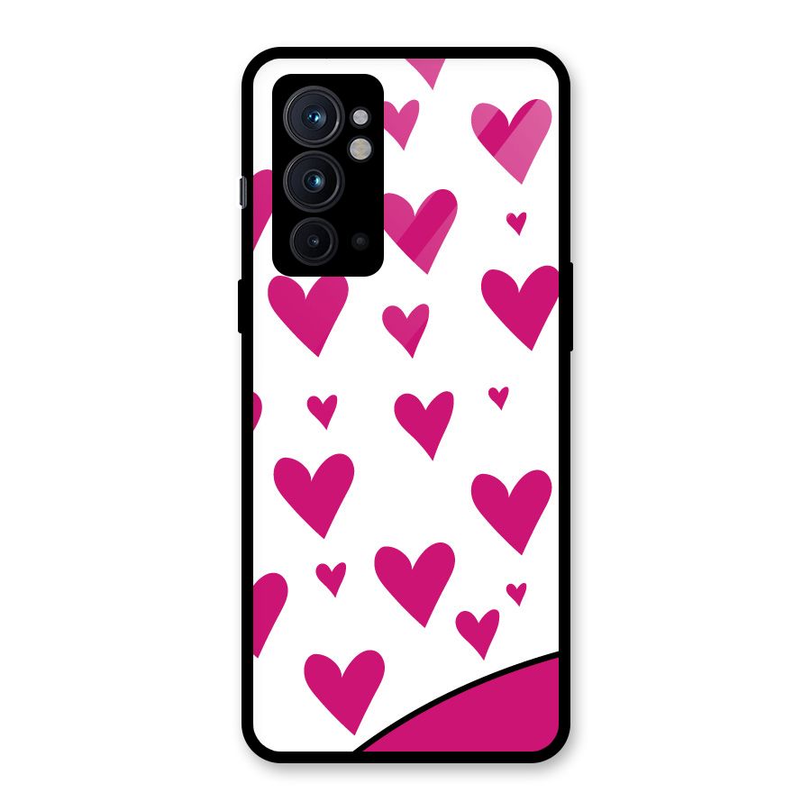 Romantic Couples with Hearts Glass Back Case for OnePlus 9RT 5G